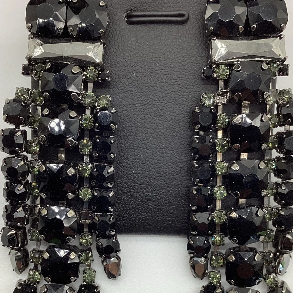 2112.Black Ice Chandelier Earrings – 3.5” EUC